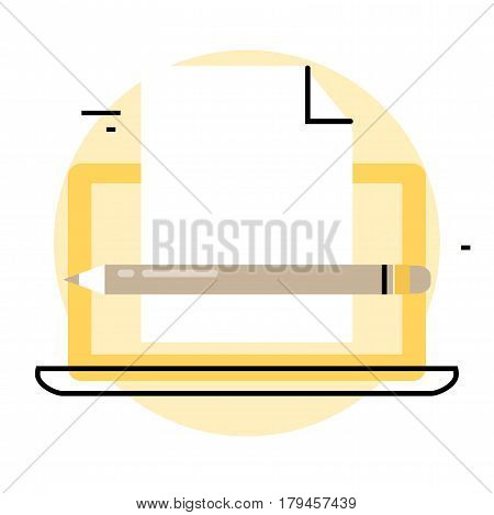 Blogging and creative writing icon. Content management, writing articles, news, internet blogging, consulting, copywriting flat line business vector illustration banner for mobile and web graphics