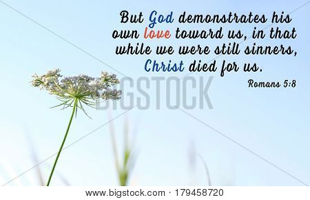Religious verse on landscape background. Easter celebration concept