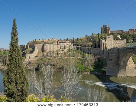 the City of toledo and the tagus river in spain