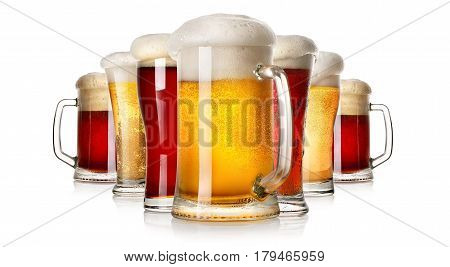 Lots of beer isolated on a white background