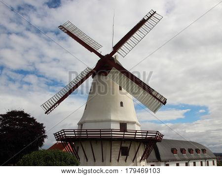 Dybboel Mill Danish National War Monument with Cloudy Sky