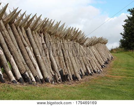 Wooden Pole Palisade at Danish Dybboel War Museum