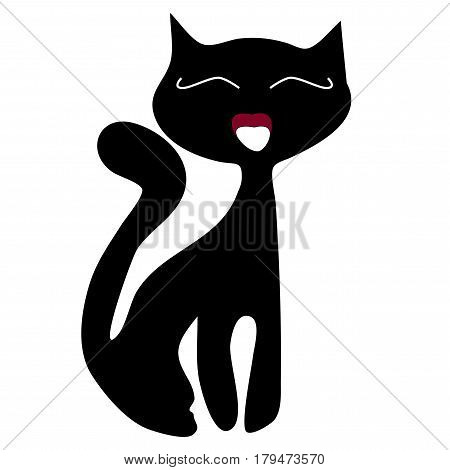 Simple black silhouette of a cat on a white background