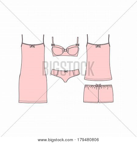 panties and bra, pajamas, home clothes. Set of lingerie,