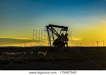 Oil Machine At Patagonian Landscape, Santa Cruz ,argentina