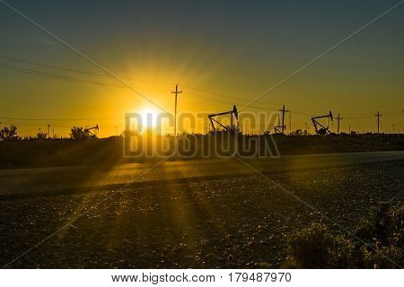 Oil Machine At Patagonian Landscape, Santa Cruz ,argentina