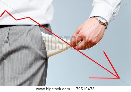 Photo of a man pulling out empty pockets