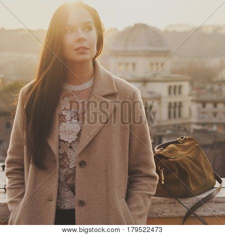 Young Happy Woman During Her Trip To Rome