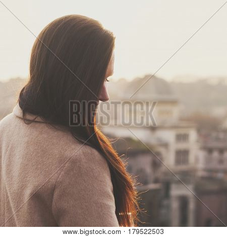 Young Happy Woman During Her Trip To Rome
