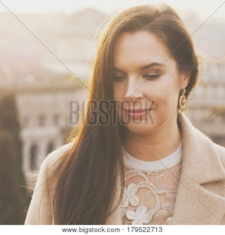 Young Happy Woman During Her Trip To Rome