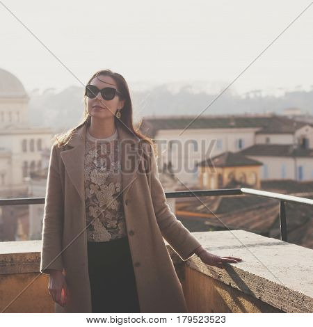 Young Happy Woman During Her Trip To Rome