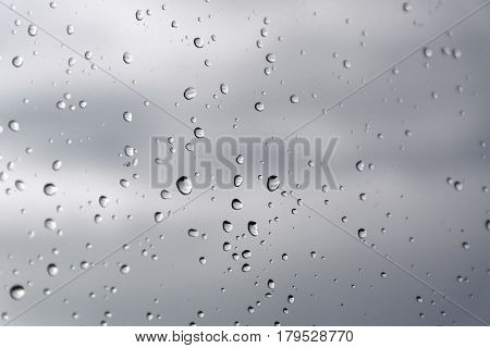 Drops of rain on the window (glass). Shallow DOF.