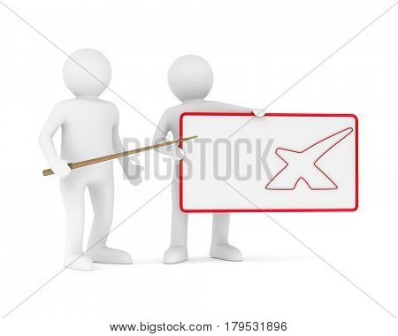 billboard with symbol X on white background. Isolated 3D illustration