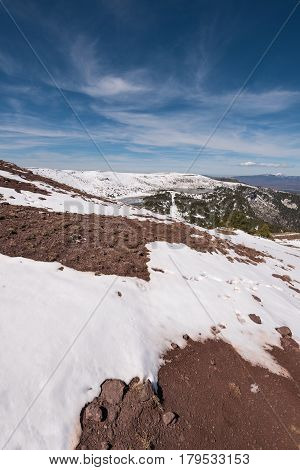 Winter Landscape Of Neila Lagoons Park In Burgos Demanda Mountain Range Castilla Y Leon Spain.