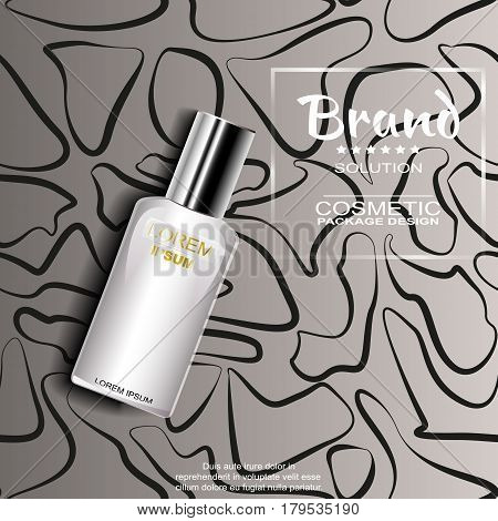 Cosmetic ad template blank cosmetic layout with a black and white background. Vector illustration.