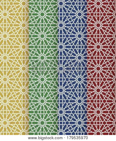 Seamless islamic Moroccan pattern. Arabic geometric ornament. Muslim texture. Vintage repeating background. Vector blue wallpaper. Oriental design and Ramadan wallpaper