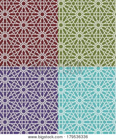 Seamless islamic Moroccan pattern. Arabic geometric ornament. Muslim texture. Vintage repeating background. Vector blue wallpaper. Oriental design and Ramadan wallpaper
