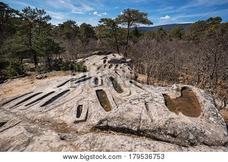 Cuyacabras Medieval Nineth Century Necropolis In Burgos Castilla Y Leon Spain.