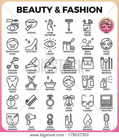 Beauty And Fashion Icon Set