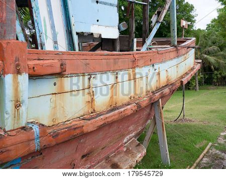 Abandoned boat in dry land. Abandoned boat in dry land.