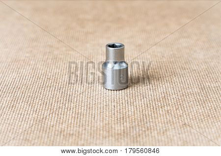 Hex head 8. Hex head for screwdriver. To tool loosening screws bolts and nuts. Picture for illustration a collage.