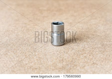 Hex head 12. Hex head for screwdriver. To tool loosening screws bolts and nuts. Picture for illustration a collage.