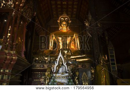 Many Budhha Statue For People Respect Praying And Visit At Wat Phra That Lampang Luang