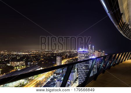 GOLD COAST, AUSTRALIA - MARCH 31 2017: Gold Coast apartment penthouse view from the balcony, looking from Broadbeach to Surfers Paradise