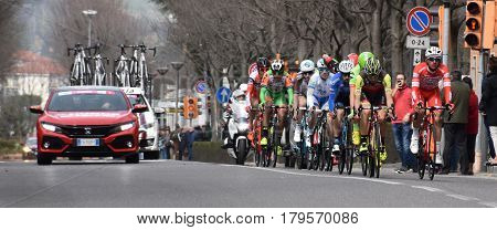 Famous cycling race "Milano - Sanremo" played in Italy March 18, 2017. Images of the passage in Ovada