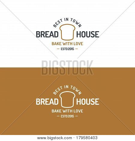 Bread house logo set modern line style for use bakery shop, loaf store, food market, cafe etc. Vector Illustration
