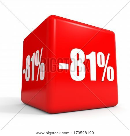 Eighty One Percent Off. Discount 81 %. Red Cube.