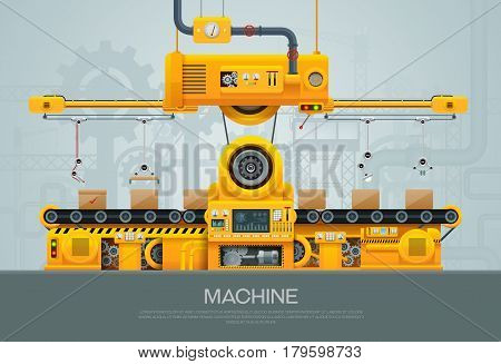 machine and manufacture machinery factory vector illustration