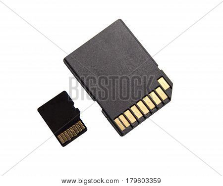 Black SD memory card isolated on white background