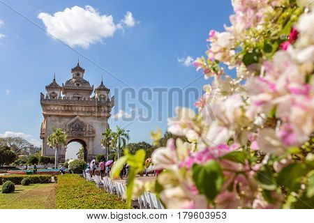 Patuxai monument in Vientiane, Laos