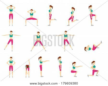Girl Dioing Exercise on White Background Vector Illustration EPS10