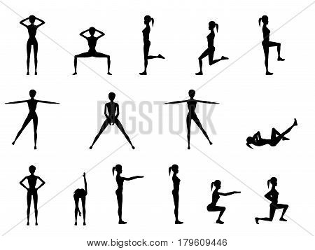 Girl Dioing Exercise on White Background Vector Illustration EPS10
