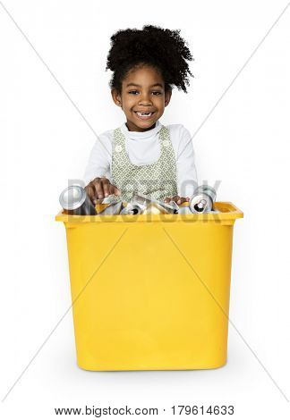 African Descent Girl holding Plastic Container
