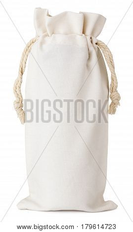 Front view of single fabric cotton small bag isolated on white background.