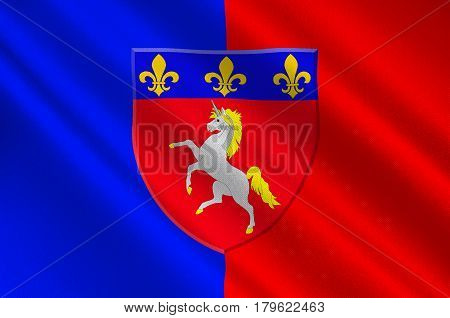 Flag of Saint-Lo is a commune in north-western France the capital of the Manche department in the region of Normandy. 3d illustration