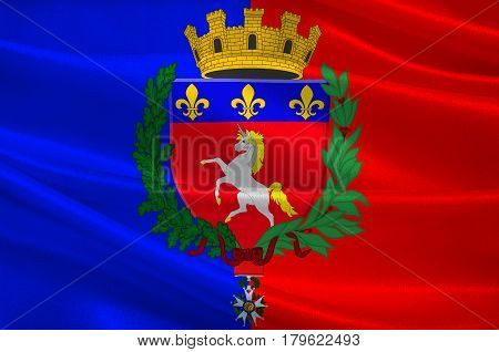 Flag of Saint-Lo is a commune in north-western France the capital of the Manche department in the region of Normandy. 3d illustration