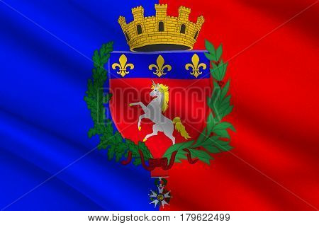 Flag of Saint-Lo is a commune in north-western France the capital of the Manche department in the region of Normandy. 3d illustration