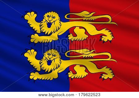 Flag of Manche is a French department in Normandy. 3d illustration