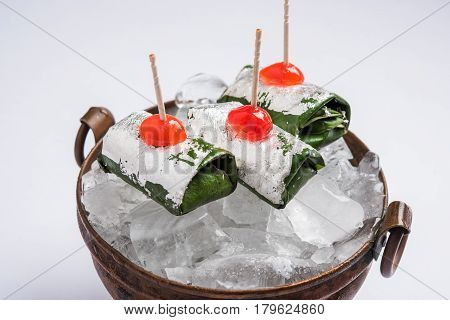 ready to eat Indian Sweet Masala Meetha Paan or Kolkata Meetha pan after lunch or dinner party