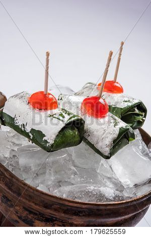 ready to eat Indian Sweet Masala Meetha Paan or Kolkata Meetha pan after lunch or dinner party