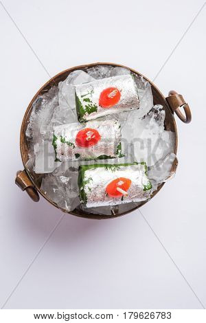 ready to eat Indian Sweet Masala Meetha Paan or Kolkata Meetha pan after lunch or dinner party