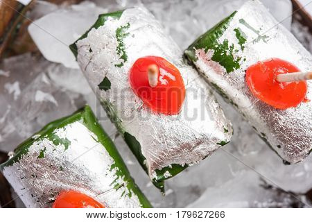ready to eat Indian Sweet Masala Meetha Paan or Kolkata Meetha pan after lunch or dinner party