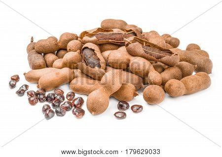 Tamarindus indica on a white background. Clipping path