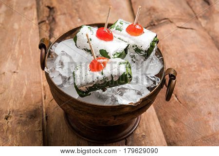 ready to eat Indian Sweet Masala Meetha Paan or Kolkata Meetha pan after lunch or dinner party