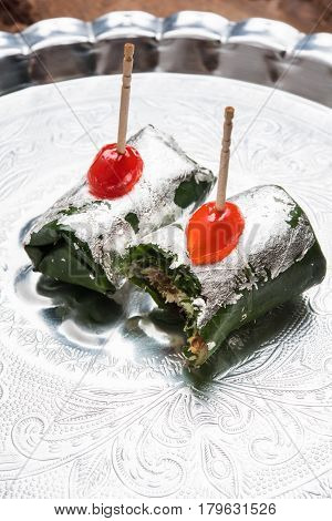 ready to eat Indian Sweet Masala Meetha Paan or Kolkata Meetha pan after lunch or dinner party