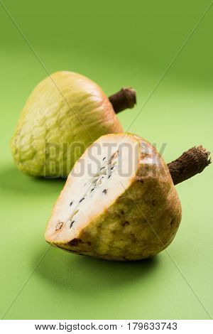 rare fruit from India names upon Lord Rama called Ramphal or Ram Phal or Ramfal or Ram fal also called as Annona reticulate or Soursop in english